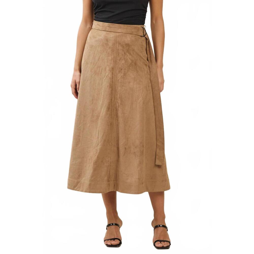 NEW ABLE a-line vegan suede skirt in beige